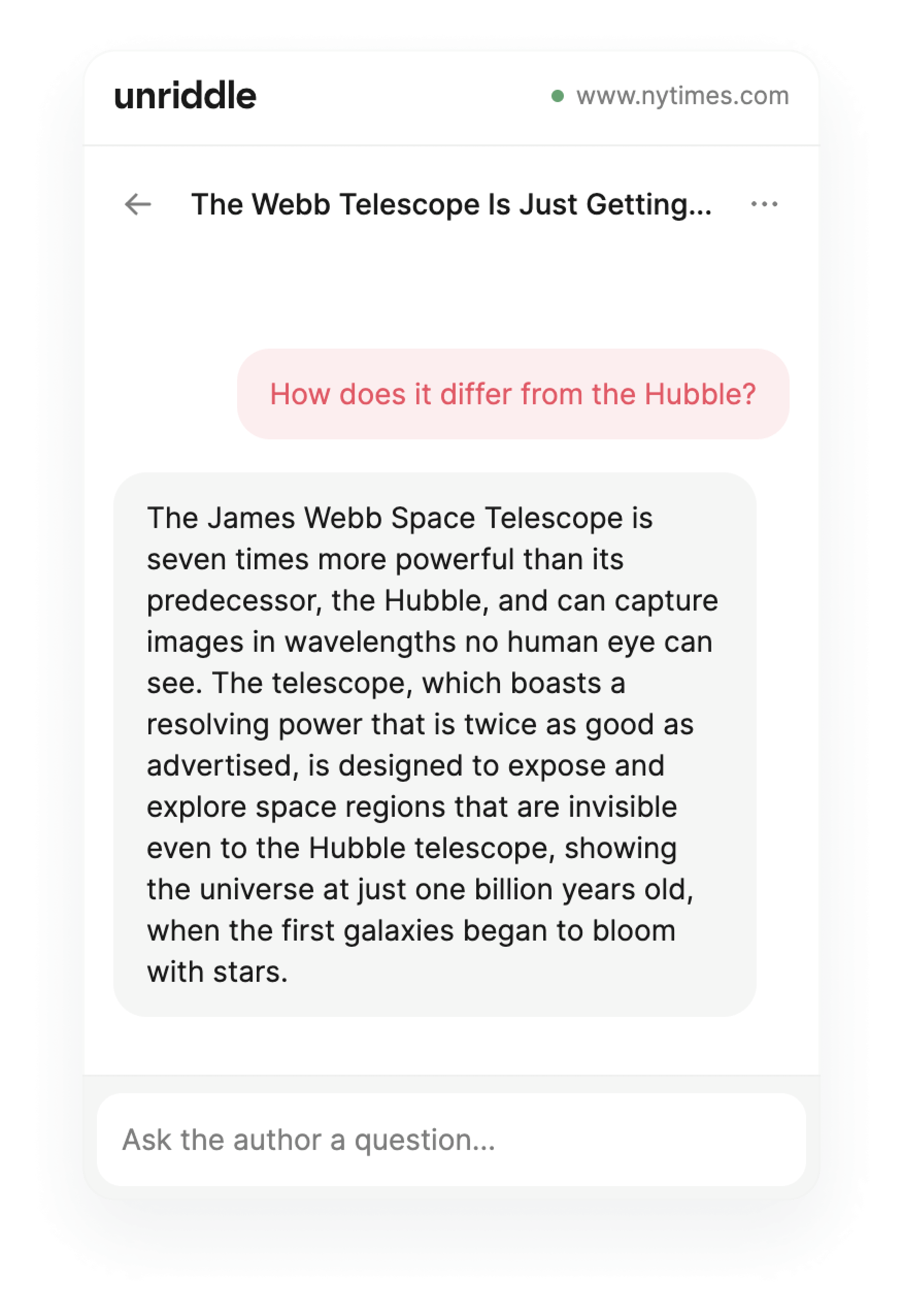 screenshot of Chrome extension follow-up chat interface