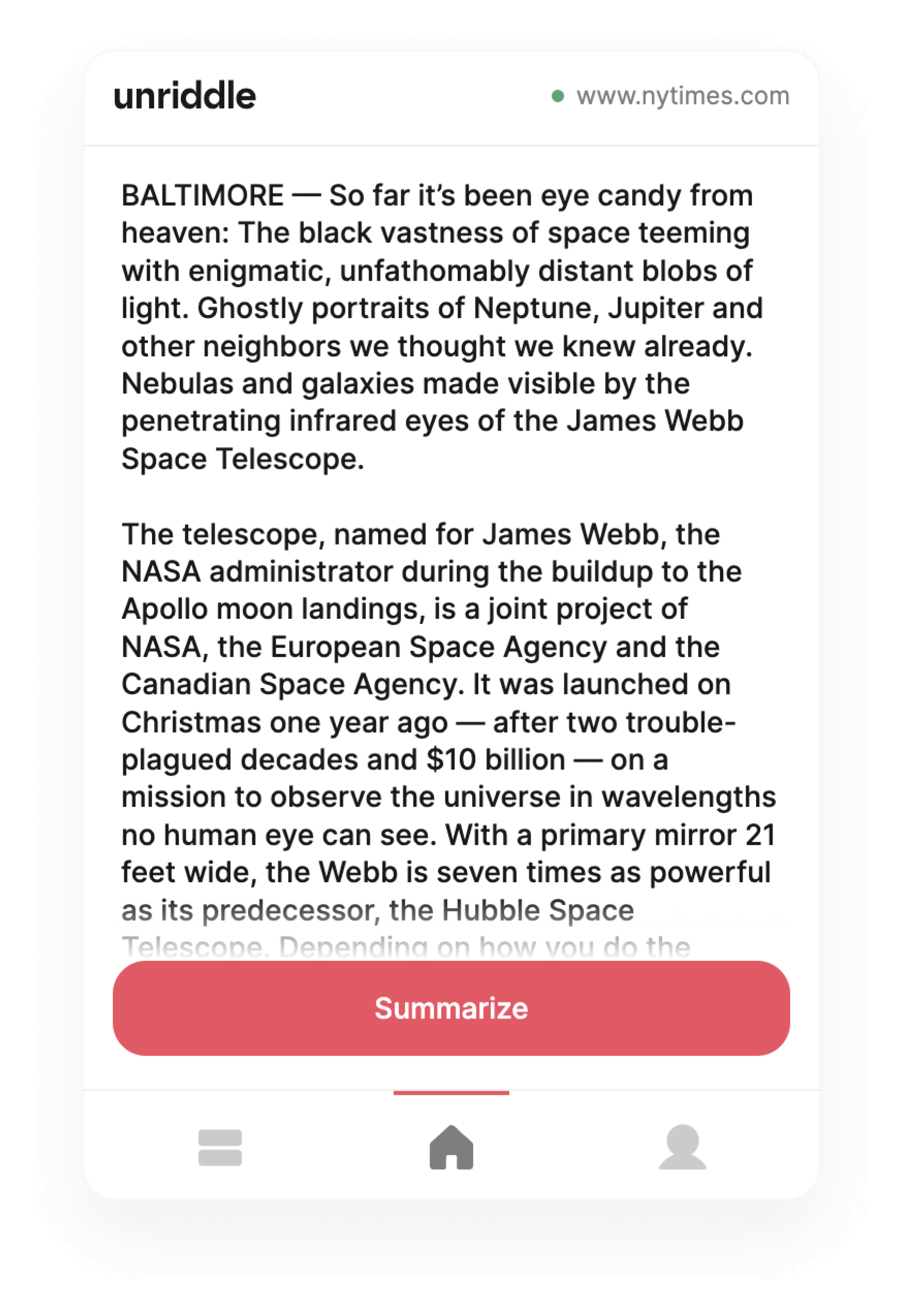 Screenshot of Chrome Extension home page